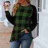 Women's Fashion Casual New Plaid Printed Round Neck Long Sleeve Jacket