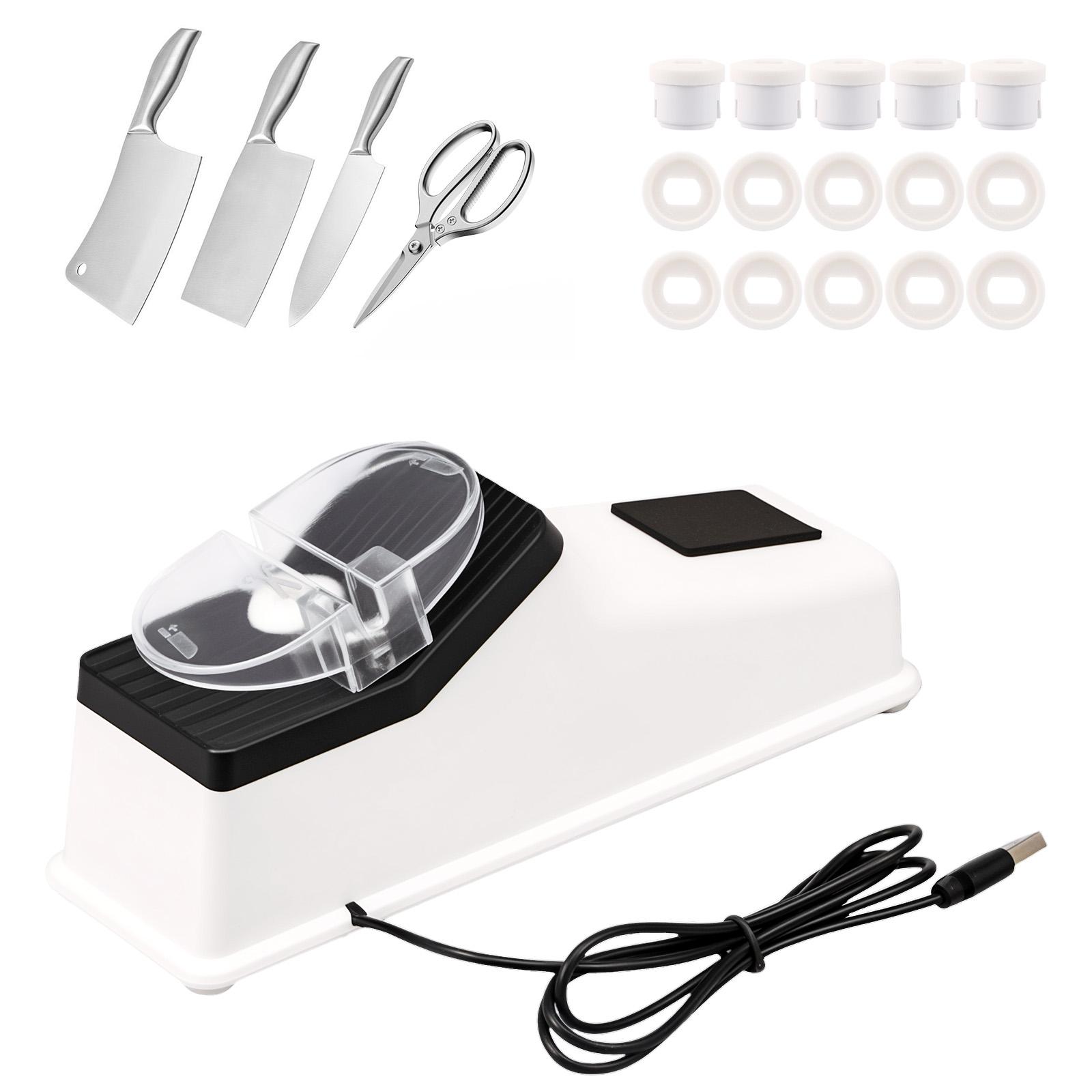 

Electric Knife Sharpener USB Scissors Sharpener with Replacement Precision Angle Guides Knives Sharpener for Kitchen Accessories M білий