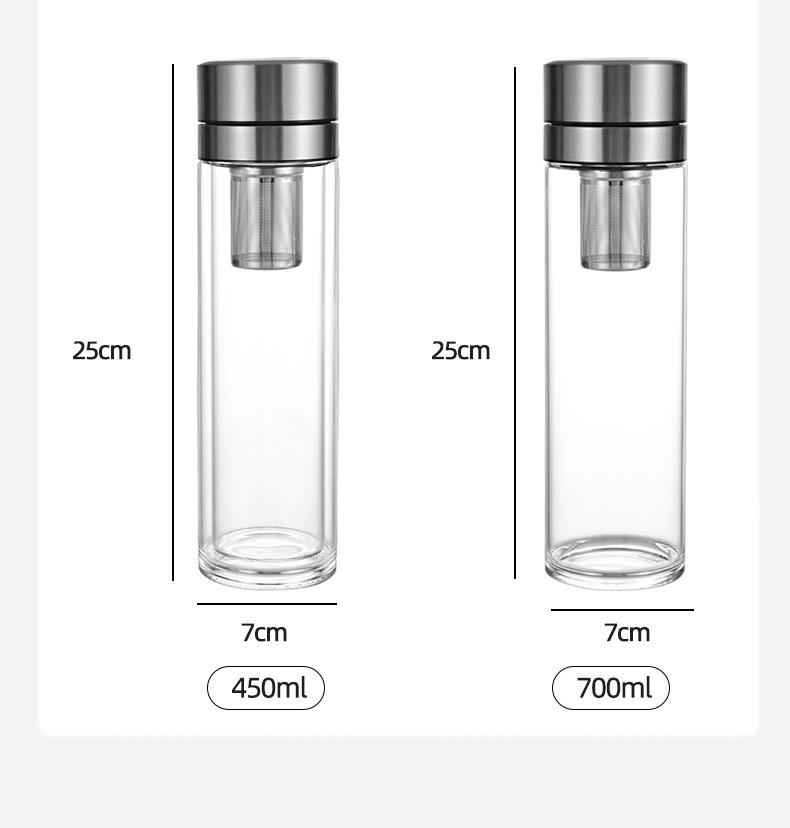 2026 Quick-Open High-Temp Resistant Glass Tea Infuser Cup with Large Capacity and Steel Lid