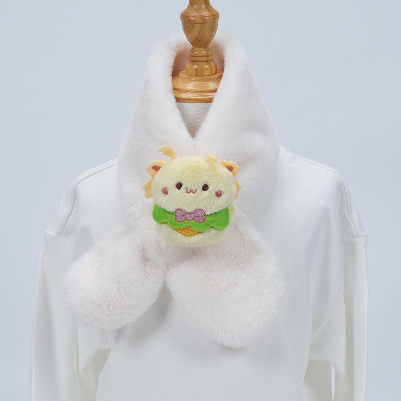 Cute Cartoon Panda Plush Scarf for Kids - Windproof & Thickened Winter Neck Warmer