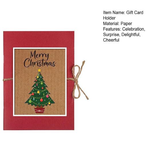 Christmas Gift Card Holder 5 Slots Postcard Card Sleeve Christmas Tree/Snowman Money Holder Envelope Booklet for Xmas Party Supplies
