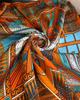 Bohemian Print Small Square Scarf Luxury Simulated Silk Thin Neck Scarf Geometric Lines Sunscreen Headscarf For Women