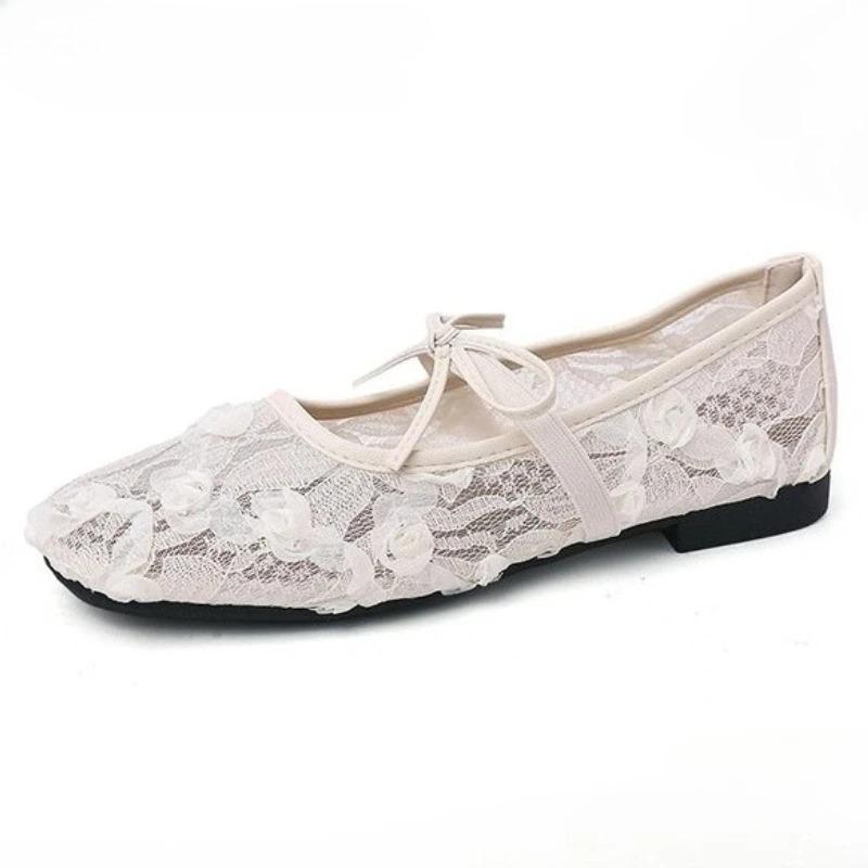 2026 Spring Lace Flower Women Mary Jane Shoes Fashion Slip On Comfort Street Style Soft Sole Female Dress Flats Shoes