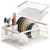 White standing dish drainer for sink, dishes, cutlery, metal