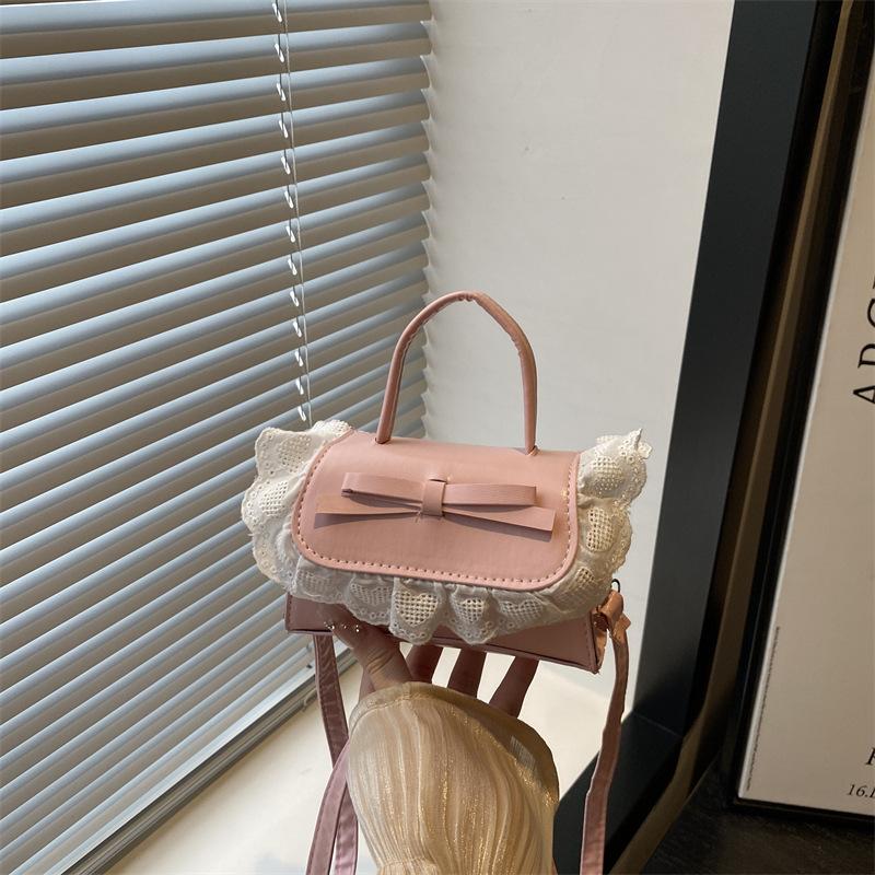 

Sweet Bow Shoulder Bag Women s Autumn Fashion Lace Mini Handheld Crossbody Bag розовый