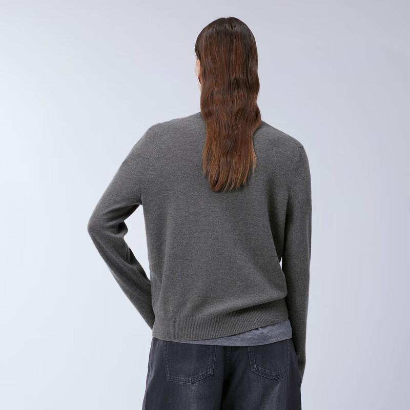 JNBY 2024 Spring Loose Round Neck Wool Cashmere Knit Sweater