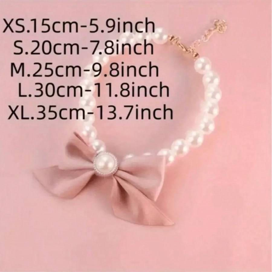 1pc Pet Cat Pearl Necklace, Cute Pearl Bow Tie Collar,Suitable For Small/Medium Dogs And Cats, Pet Christmas Decorative Necklace United States