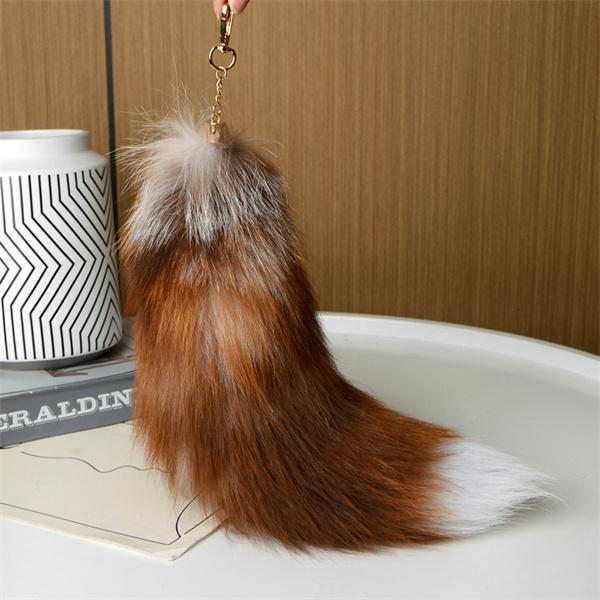 Huge Fluffy Faux Fur Fox Tail Keychain Bag Charms Therian Tail Fox Tail Keychain Fur Pendant Key Chain Plush Pendant Gift For