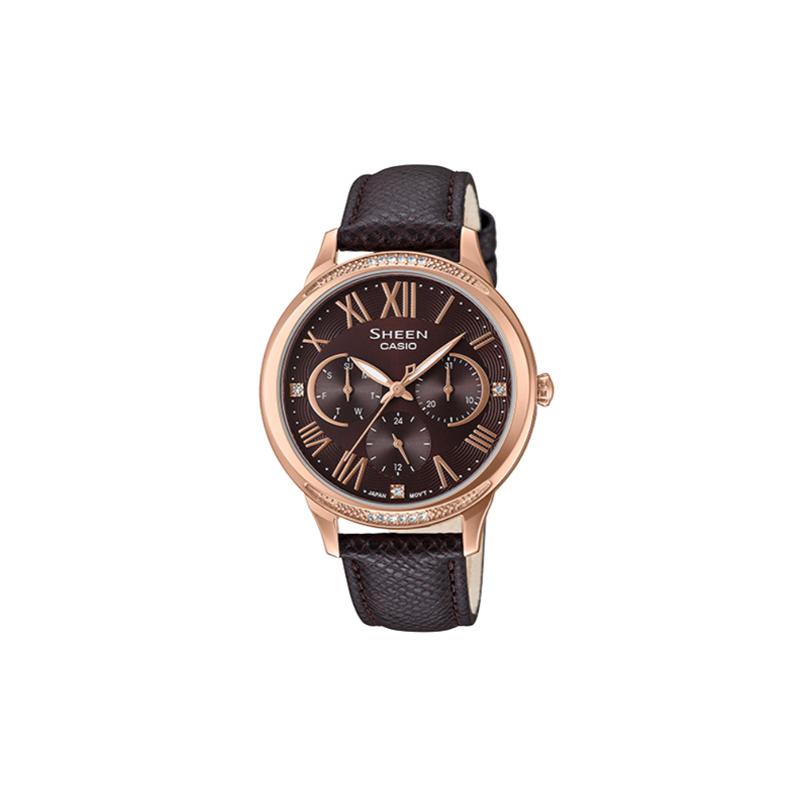 

Casio SHEEN quartz movement leather strap Japanese and Korean watch women s watch brown dial SHE-3058PGL-5A чорний