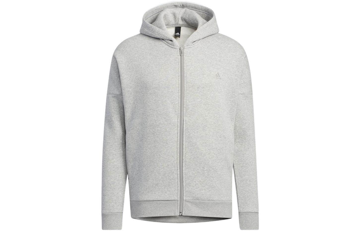 Adidas Sweatshirts Unisex Gray Hooded Moderate Cardigan HM2683 M