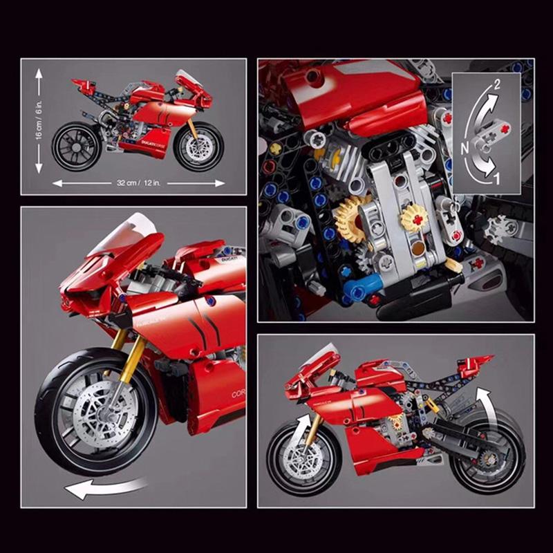 Technical Motorcycle Ducatis Racing Car Building Blocks Model Motorbike Vehicle Bricks Toys for Kids Christmas Gifts