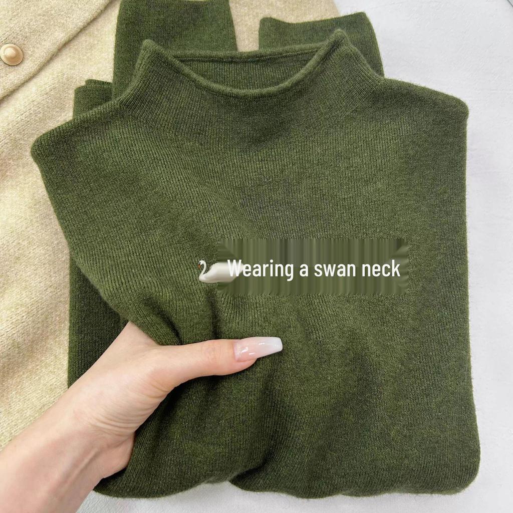 Korean Style Candy Color Soft Knit Women's Sweater - Gentle, Skin-Friendly, Half-High Collar.