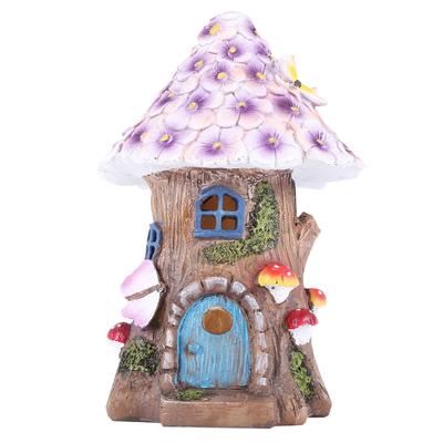 M-Modern-Fairy Garden House Solar Garden Statues Sculpture Miniature Figurine Treehouse Decor Lawn Yard Ornaments Decoration