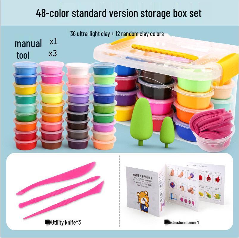 24-Color Non-Toxic Ultra-Light Handmade Clay Set for Kids - DIY Play Dough and Craft Kit