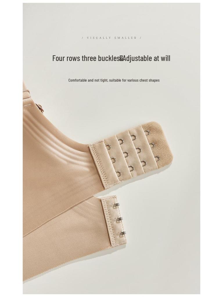 Brand Seamless Ultra-Thin Satin Bra for Women: Minimizing Big Chest, Anti-Sagging, with Gathered Rabbit Ear Cup.