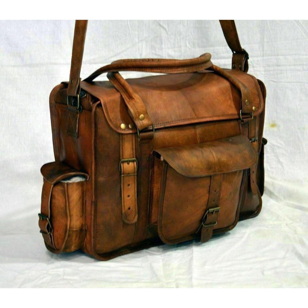 Pasta feminina de couro vintage genuíno, bolsa marrom, bolsa de ombro mensageiro