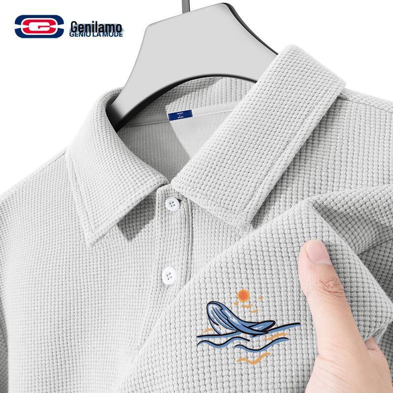 GENIOLAMODE Men's Waffle Polo Short Sleeve T-Shirt