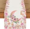 Ramadan Mubarak Linen Table Runner Table Decor Reusable Eid Al Fitr Golden Moon Garden Table Runners Kitchen Holiday Party Decor