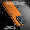 For iPhone 16 Pro Magnetic Case with Lens Kickstand Leather Phone Back Cover