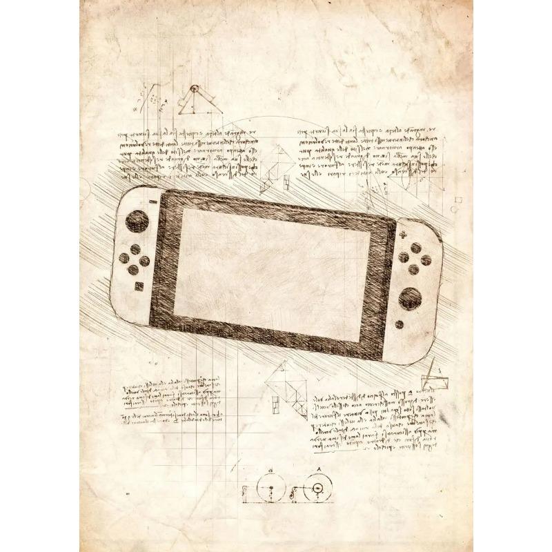 Pop Vintage Sketch Video Game Handle VR Gaming Poster Wall Art Pictures Canvas Painting Gamer Room Home Decor