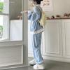 ZYOOFOV Long Sleeve Tracksuit Set with and Front A plus light Women's Stand-Up Collar, Zipper, Embroidery, Opening. subculture-inspired, size, blue,