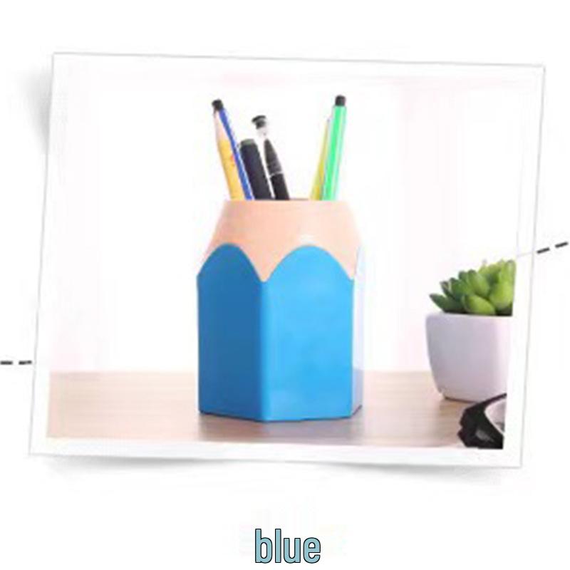 Creative Large Pencil Head Storage Box - Color Block Desk Organizer & Pen Holder 
