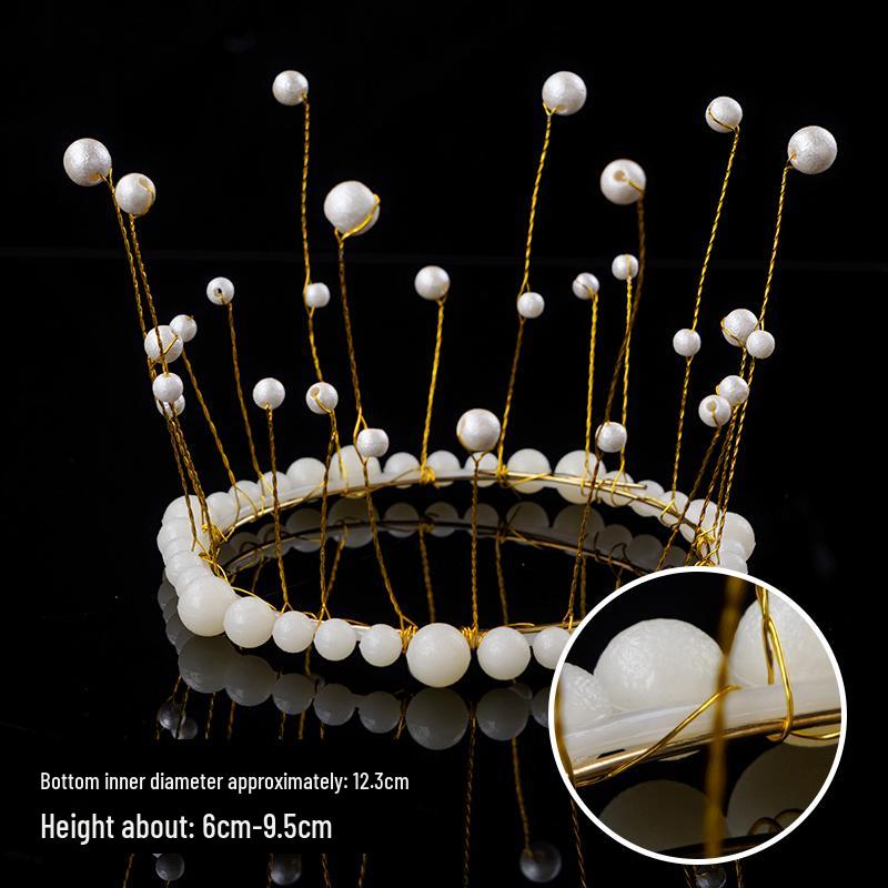 Coroană de Prințesă pentru Zi de Naștere cu Aripi de Pene, Perle și Cristale – Mini Accesorii pentru Copii