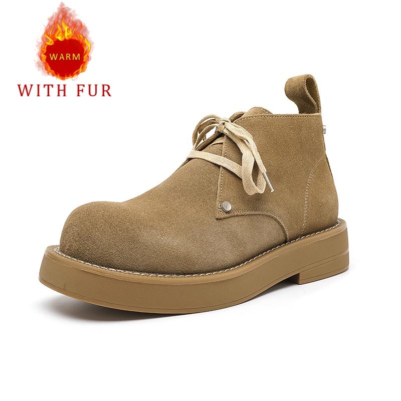 Fashion Autumn and winter men's shoes High quality genuine leather with minimalist styleThick soled youth Business Office Party shoes
