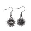 Circle Frame Flowers Dangle Earrings Romantic Floral Female Drop Jewelry