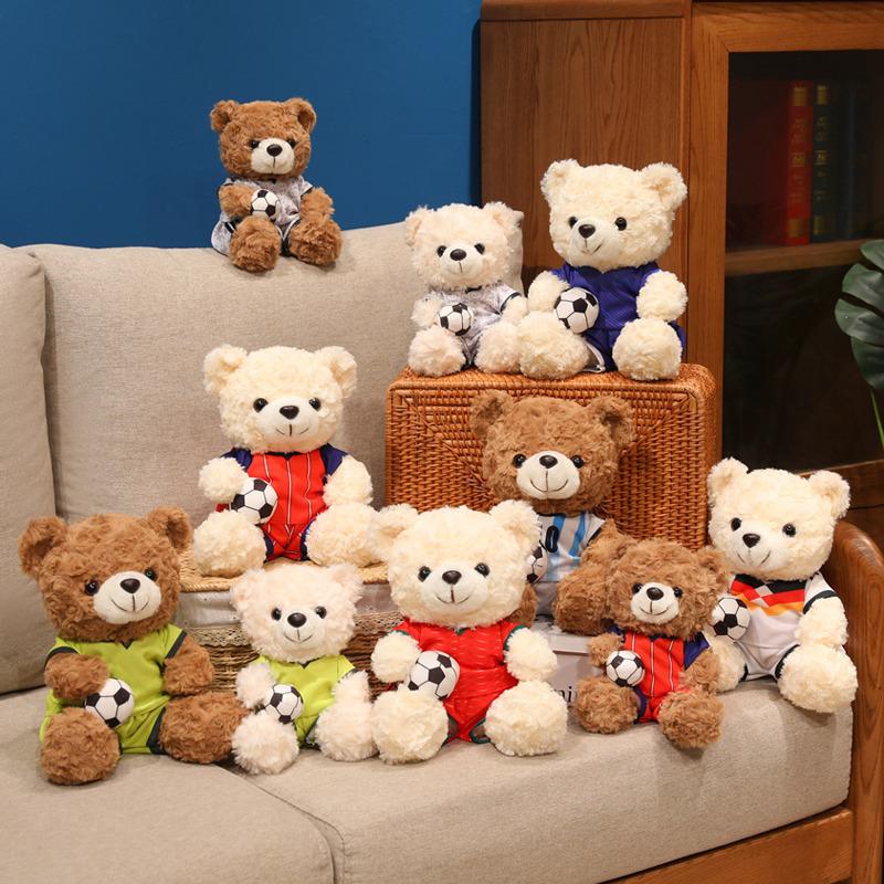 1623Cm Football Bear Plush Doll Kawaii Stuffed Player Toys Commemorative National Team Clubs Mascot Bear Plushie Holiday Gift