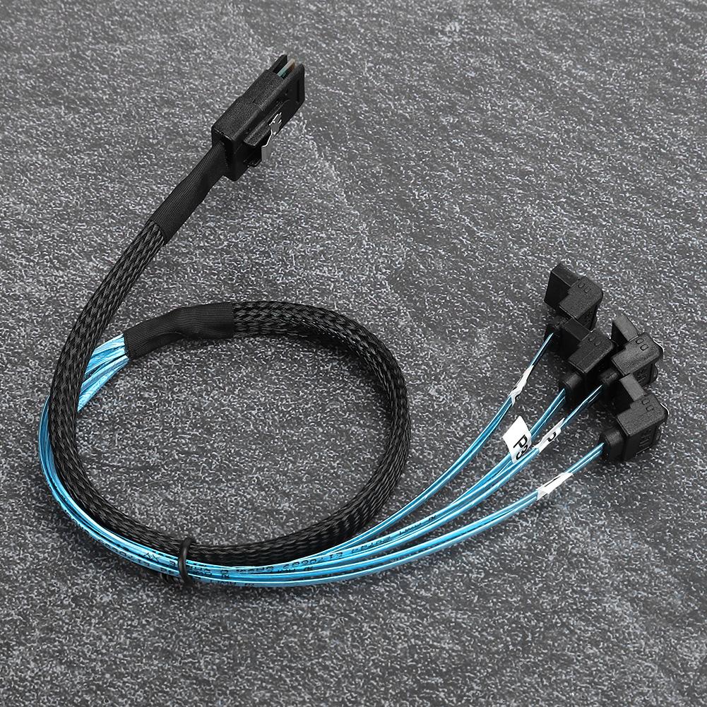 Câble de disque dur pour ordinateur, accessoire pour serveur, câble Mini SAS 36 broches vers 4 SATA, angle de 90 degrés, 0,5 mètre