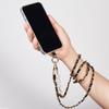 1pc Pearl Leather Chain Mobile Phone Strap Long Crossbody Anti-Loss Shoulder Cord with Metal Pendant Phone Lanyard for Women