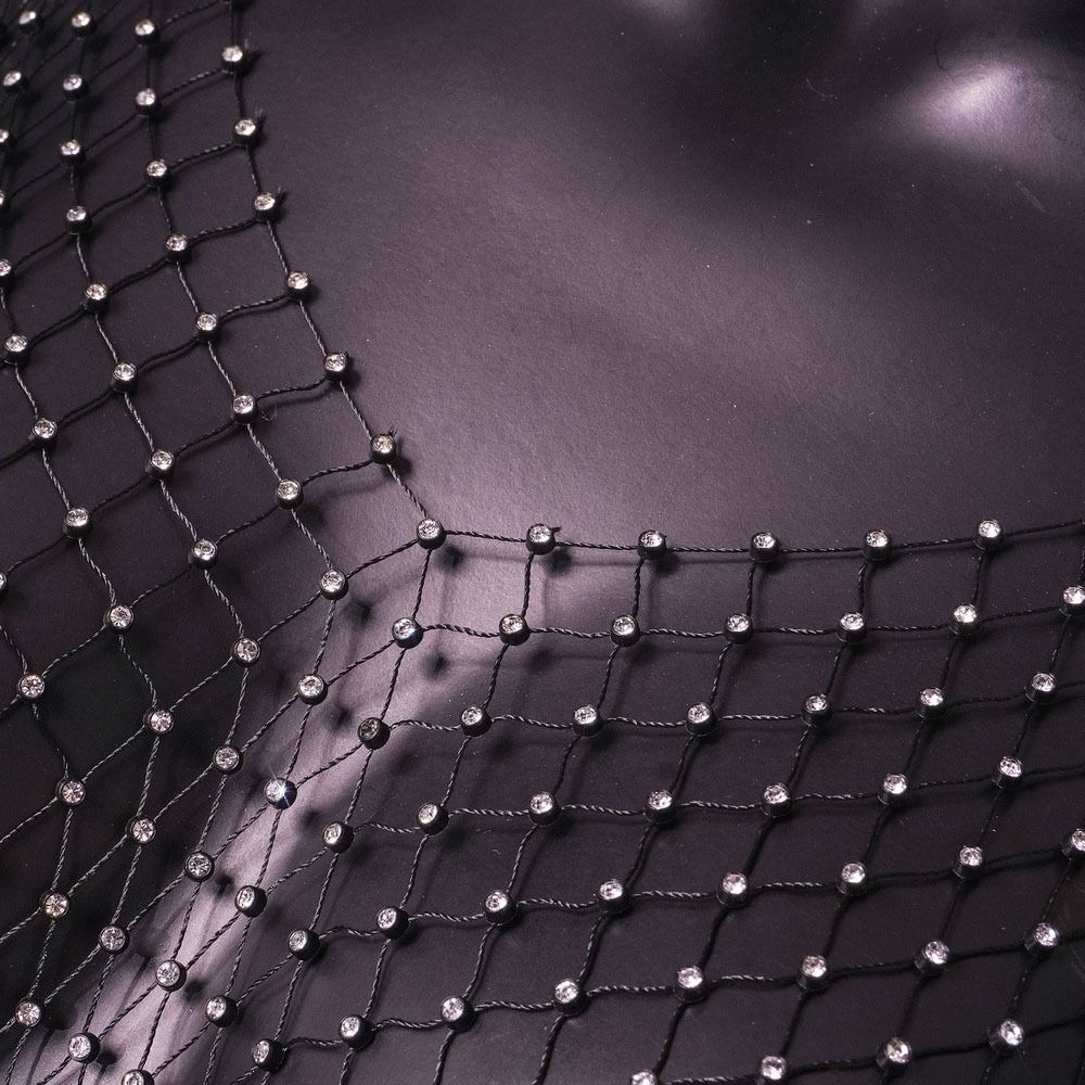 Rhinestone Rhinestone Fishnet Tops with Tassel Shawl See Through T Shirt with Tassel Shawl  Women