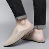 Leichte Sommer Pantoletten Herren Halbschuhe für Mann Hausschuhe Leder Herren Freizeitschuhe Slipper Zehensandalen Männliche Slides Flache Sandalen
