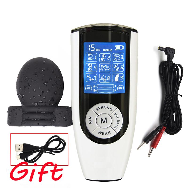 Electric Shock Scrotum Bondage Sleeves,SM Male Glans Electro Stimulator Massage Cup,Electro Sex Chastity Cage Cock Ring  Toy