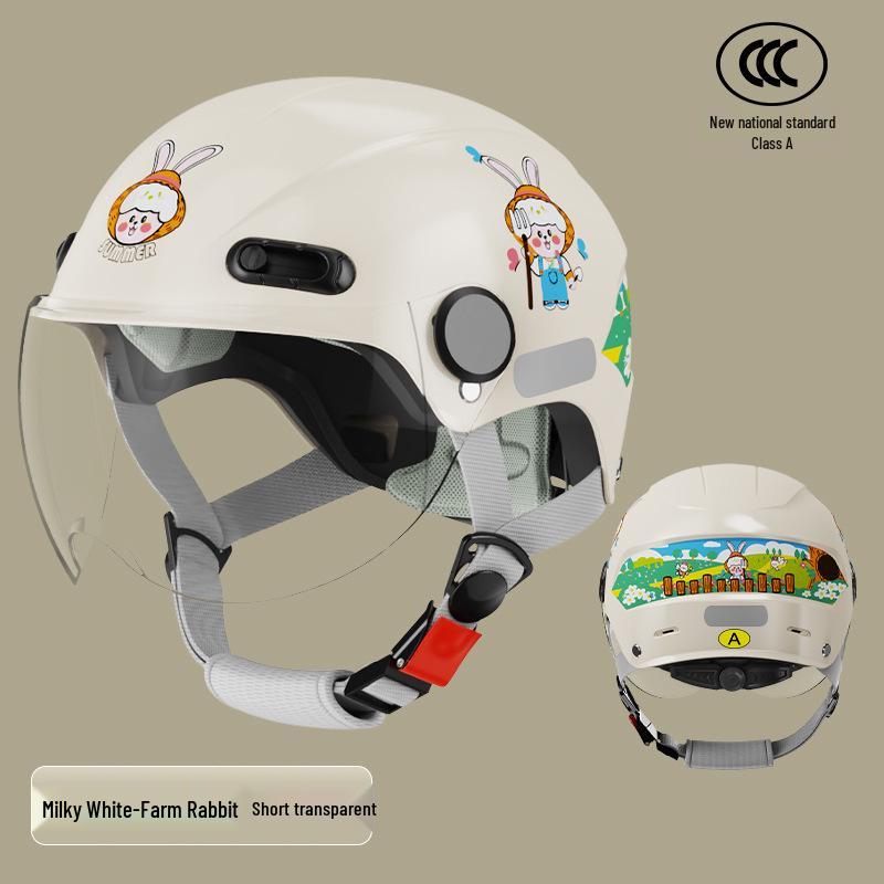 

Детский шлем для электромотоцикла с защитой от ультрафиолета, сертифицированный 3C — для всесезонного использования Cream Short Transparent Mirror