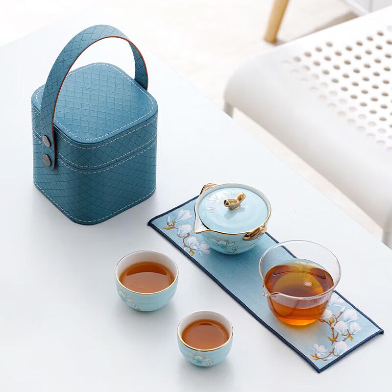 Magnolia Blossom Ceramic Travel Tea Set