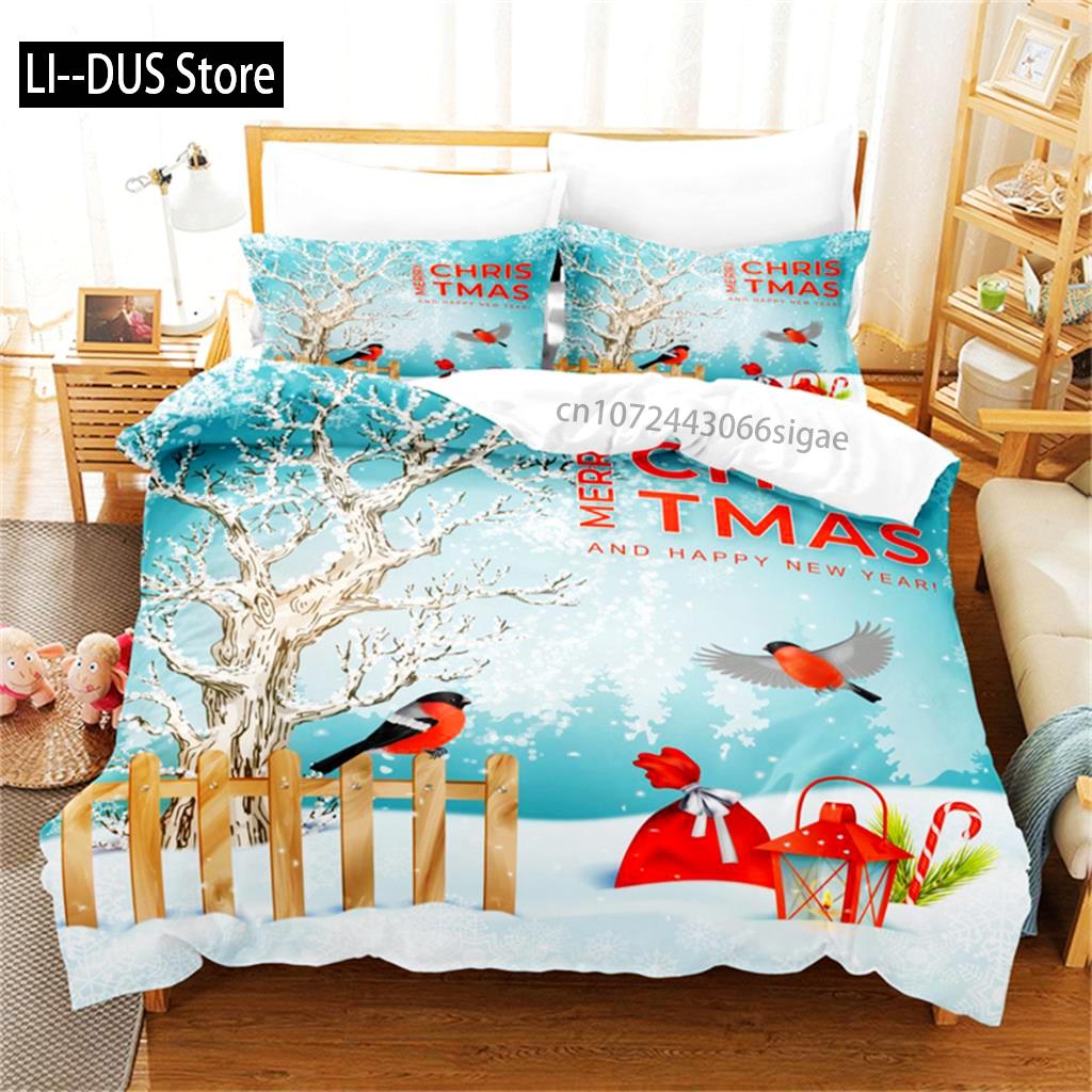 

Підодіяльник Санта Клауса Червоний Білий Комплект Постільної Білизни Веселого Різдва З Новим Роком Комплект Ковдри Дитячий Підодіяльник Для Декору Подарунок EU Single(135*200cm)3pcs