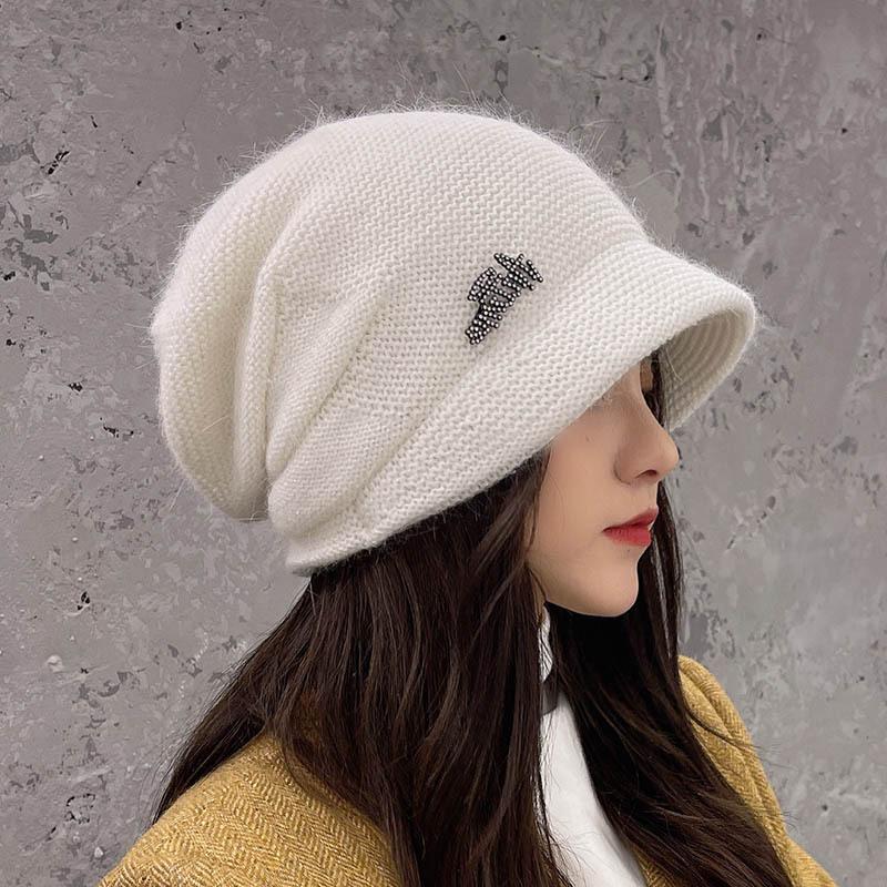 Knitted Wool Hat for Women Cold Hat for Women Winter Hat Men Autumn and Winter Melon Leather Hat Solid Color Versatile Yuppie Hat Trendy
