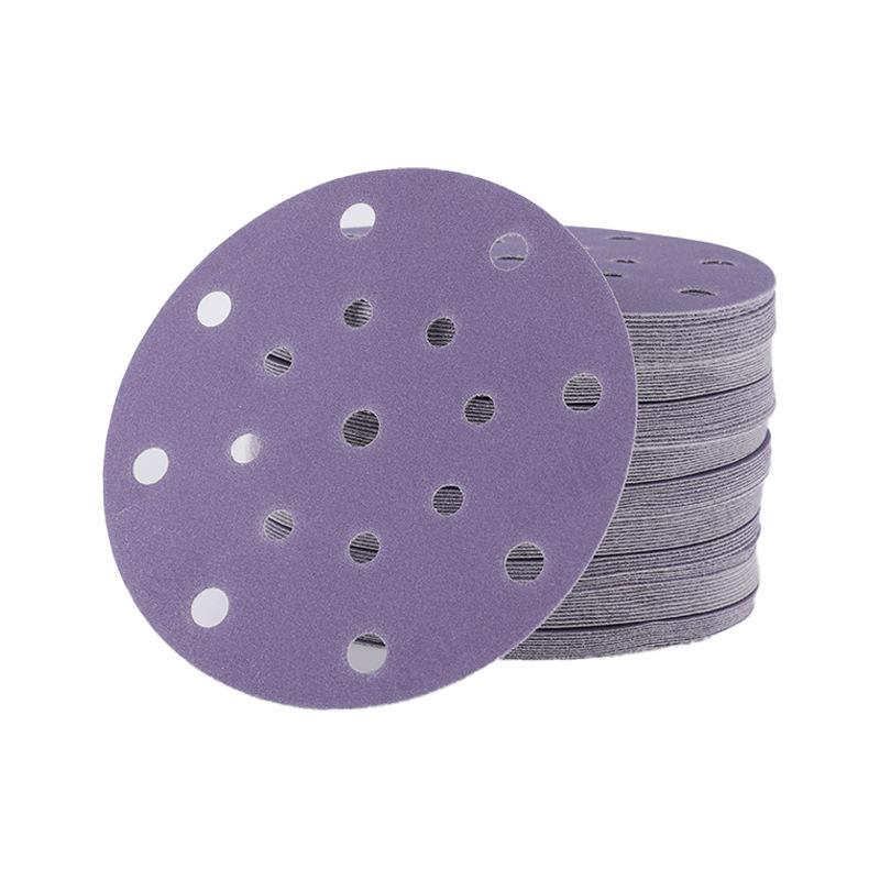 6-Inch 17-Hole Flocking Purple Clay Sanding Disc for Dry Sanding