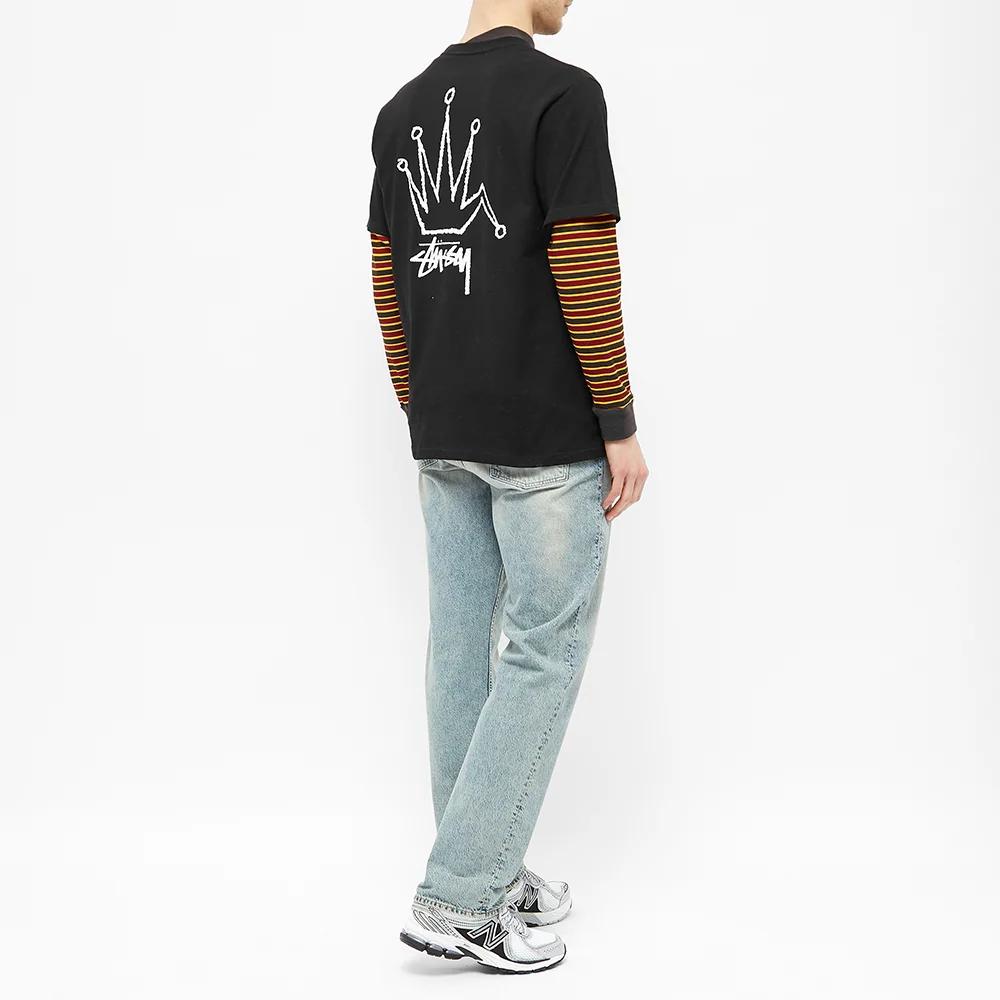 Stussy Old Crown Tee Classic Logo Short Sleeve American Vintage T-Shirt Unisex Tops 1904510-BLACK