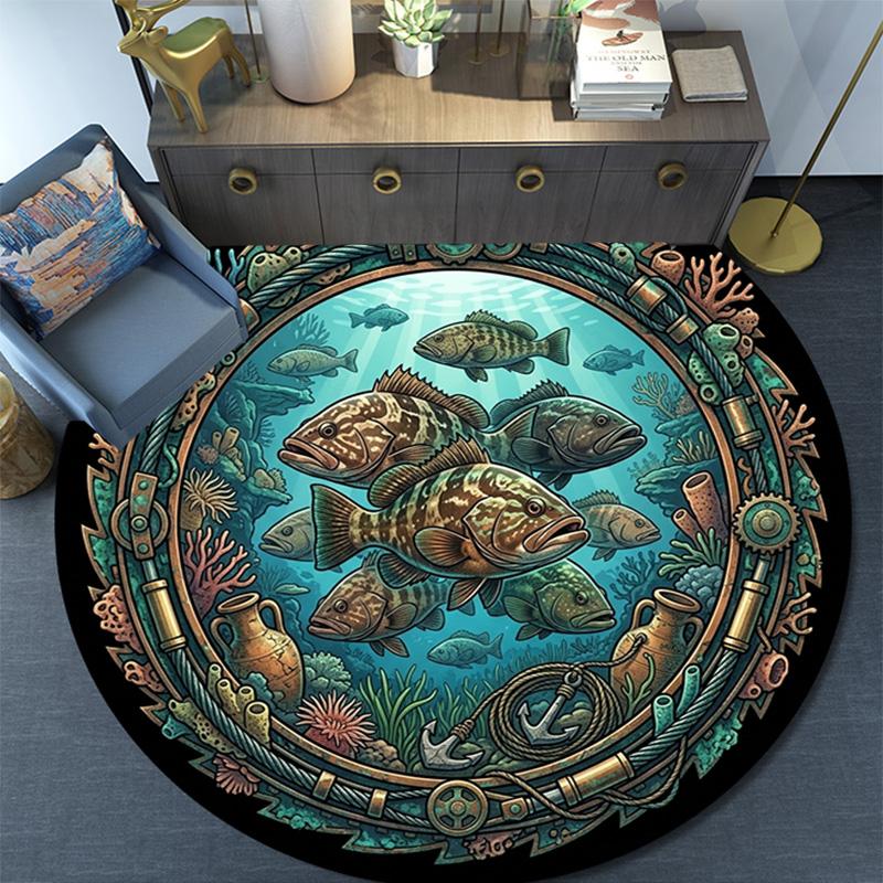 Underwater Marine Life Round Area Rug Under Office Chairs Bedroom Living Room Home Decor