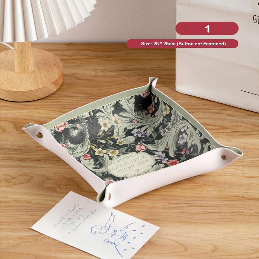 

Folding PU Leather Key Plate Multi-functional Dice Tray New Desktop Storage Tray Desktop Organizer 1