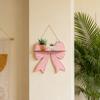 Cute Single-layer Wooden Wall-mounted Shelf With Bow Design, Suitable For Home And Bedroom.