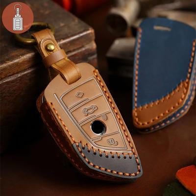 Luxury Leather Car Key Case Cover Fob for BMW Series 5 530Li 325li 528li 530 730 X1 X2 X3 Keychain Holder Keyring Shell Bag