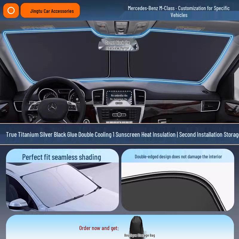 Mercedes Sunshade for GLC, C260L, E300L, GLB C-Class - Windshield Heat Insulation Curtain