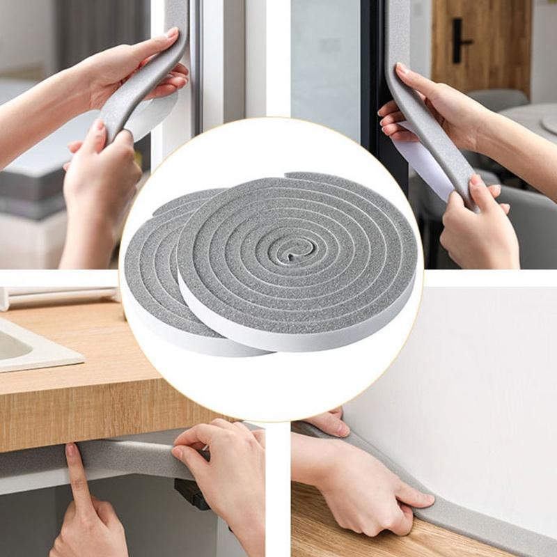 2 Rolls Self-adhesive Door And Window Sealing Strip Glass Window Anti-collision Rubber Strip Foam Sound Insulation Strip