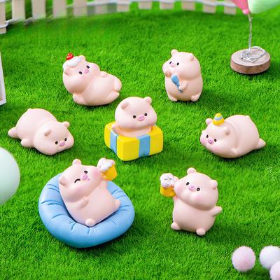 10 Stück/Set Cartoon Party Schwein Tier Miniaturen Harz Ornamente DIY Feengarten Dekoration Mikrolandschaft