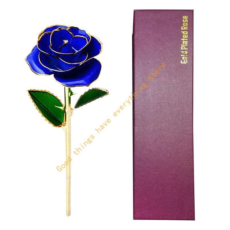 24K Plated Gold Dipped Rose Dried Flower with Gift Box and Dispaly Stand 55KF