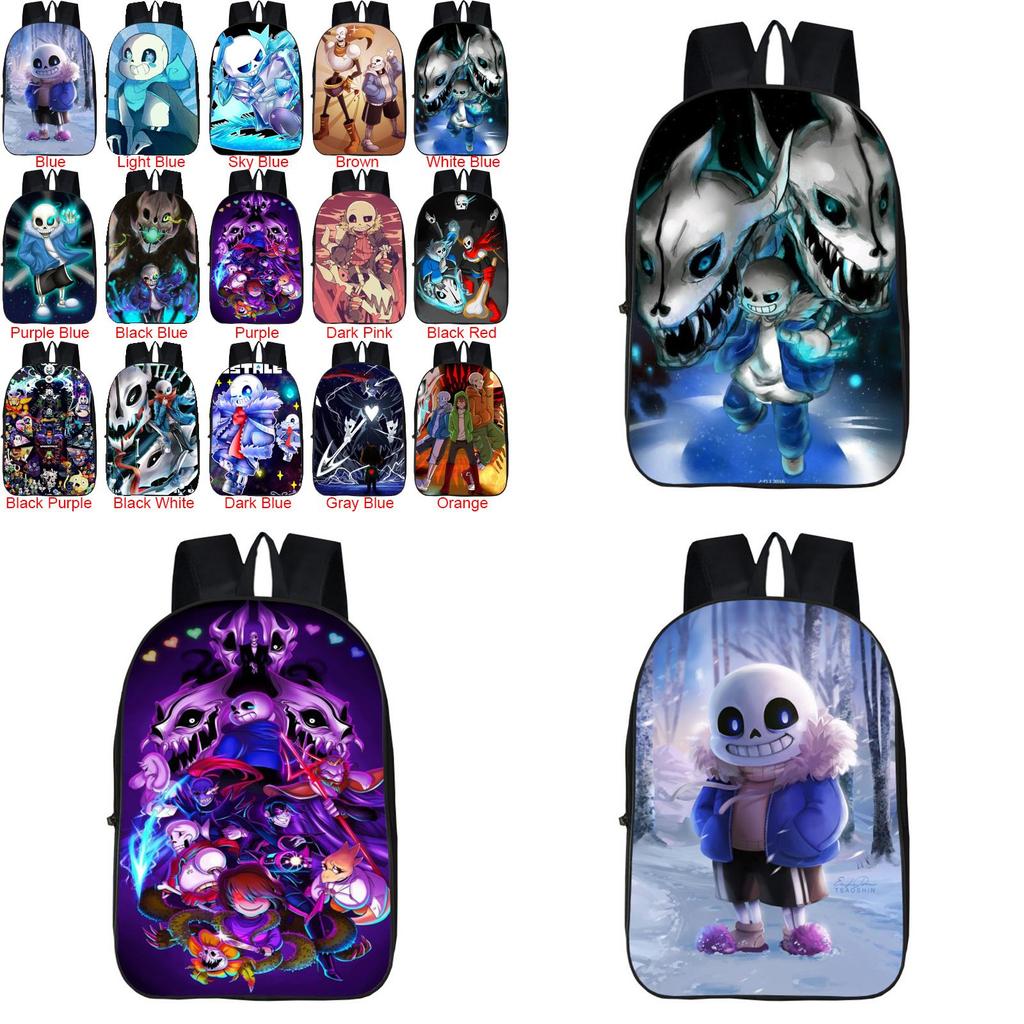 Zaino Durevole da 17 pollici Undertale Sans per Bambini con Spallacci Regolabili e Design Elegante